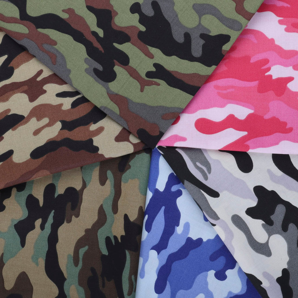 Camo Cotton Fabric, Blue Cut by The Yard