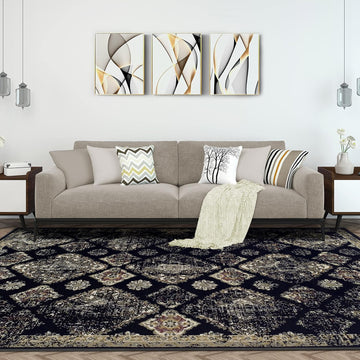 Mayfair Collection Area Rug, 8mm Pile Height with Jute Backing, Vintage Distressed Medallion Pattern, Fashionable and