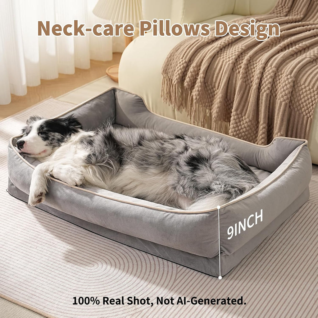 Orthopedic Dog Bed for Medium to Large Dogs & Cats, Memory Foam Dog Bed with Washable Removable Cover, Top-Grade