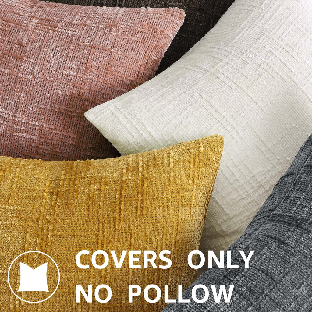 Textured Chenille Throw Pillow Covers 20x20 Set of 2 Pink