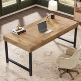 55" Industrial Executive Desk, Rustic Simple Computer Laptop Desk with Strong Metal Legs