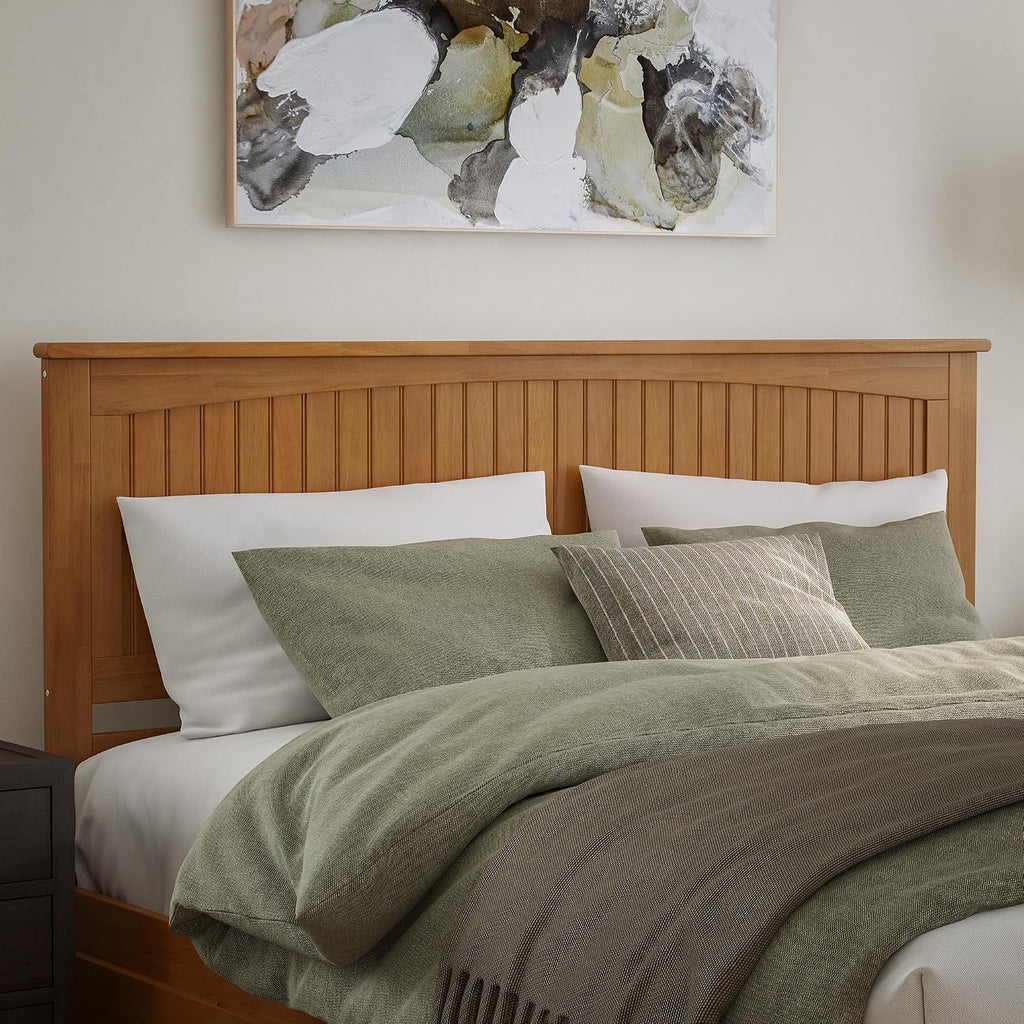 King Solid Wood Panel Headboard, Light Toffee