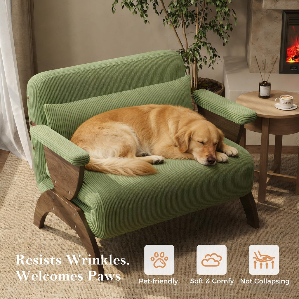 Convertible Sleeper Sofa Chair, 39" Corduroy Fold-Out Sofa Chair