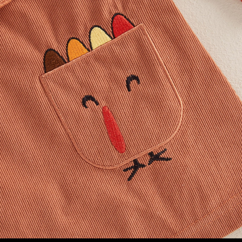 My First Thanksgiving Baby Girl Outfit Newborn Turkey Romper And Corduroy Skirt Little Turkey Dress Outfits (Little