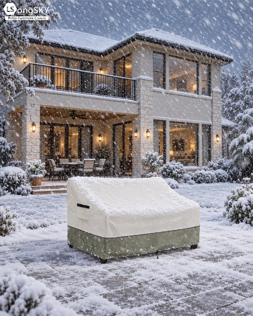 85" Patio Sofa Cover, 600D Waterproof Outdoor Couch Cover, Beige