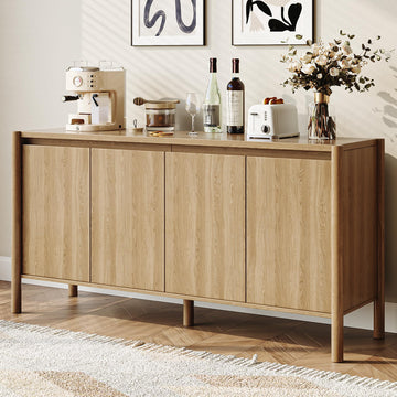 59" Oak Sideboard Buffet Cabinet with Solid Wood Legs