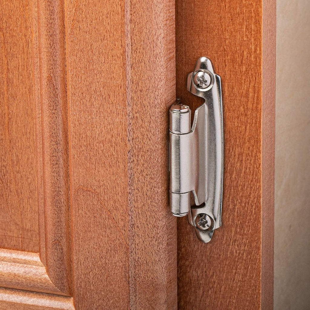 3/8" Inset Cabinet Hinges Brushed Nickel (25 Pair -50 Pcs) Offset Self Closing Cabinet Hinges Cabinets Satin Nickel