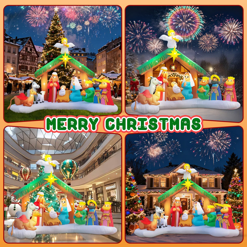 12FT Giant Christmas Inflatables Nativity Scene Outdoor Decorations