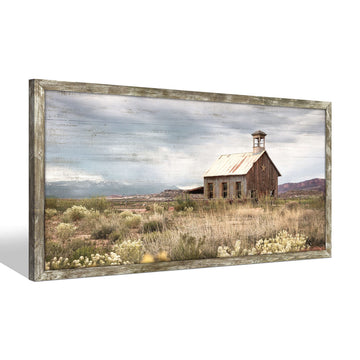 Farmhouse Wall Art Barn Picture: Rustic Framed Country Print Wood Decor Living Room Horizontal Farm Scene Countryside