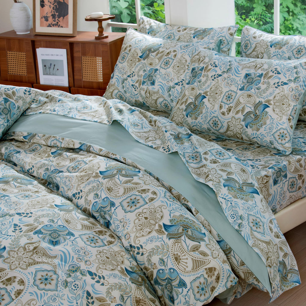 Vintage Classic Rural Paisley Flower 3Pcs Duvet Cover Set