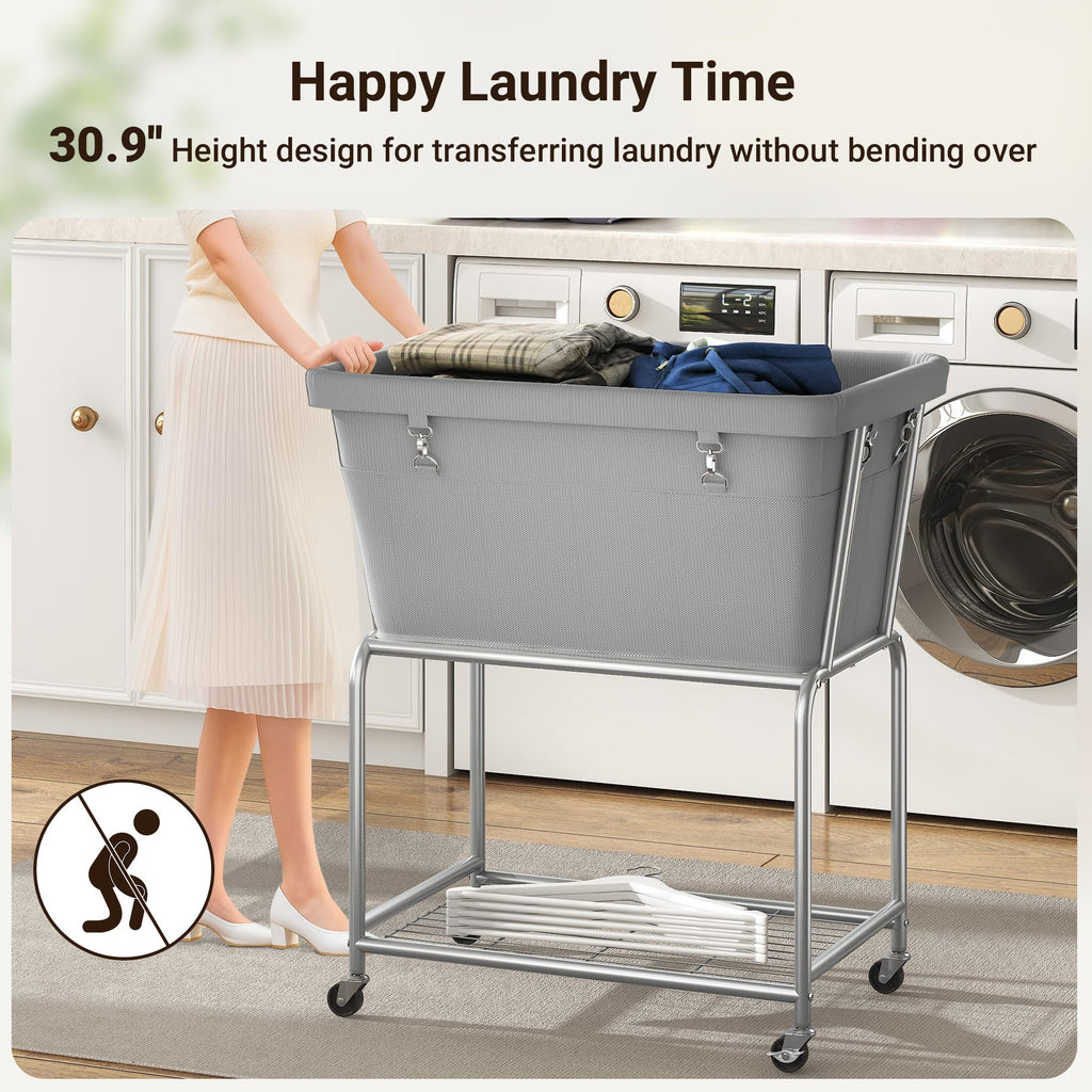 Rolling Laundry Hamper with Wheels, Removable Bag, Laundry Cart