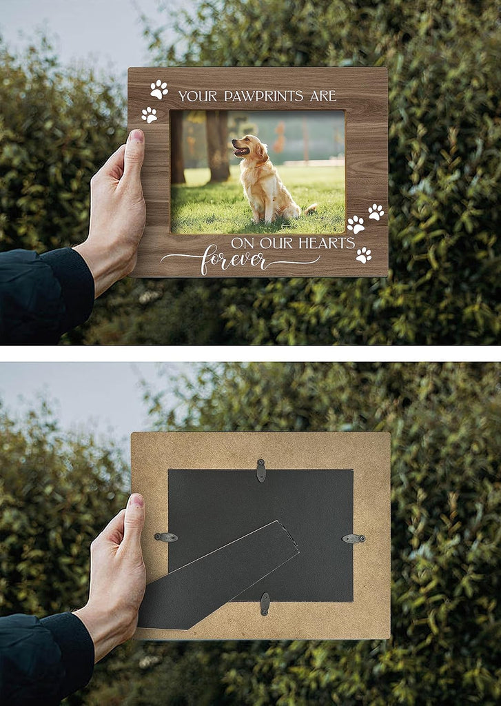 Your Pawprints are Forever in Our Heart Pet Memory Picture Photo Frame, Pet Dog Cat Memorial Picture Frames, Pet Loss