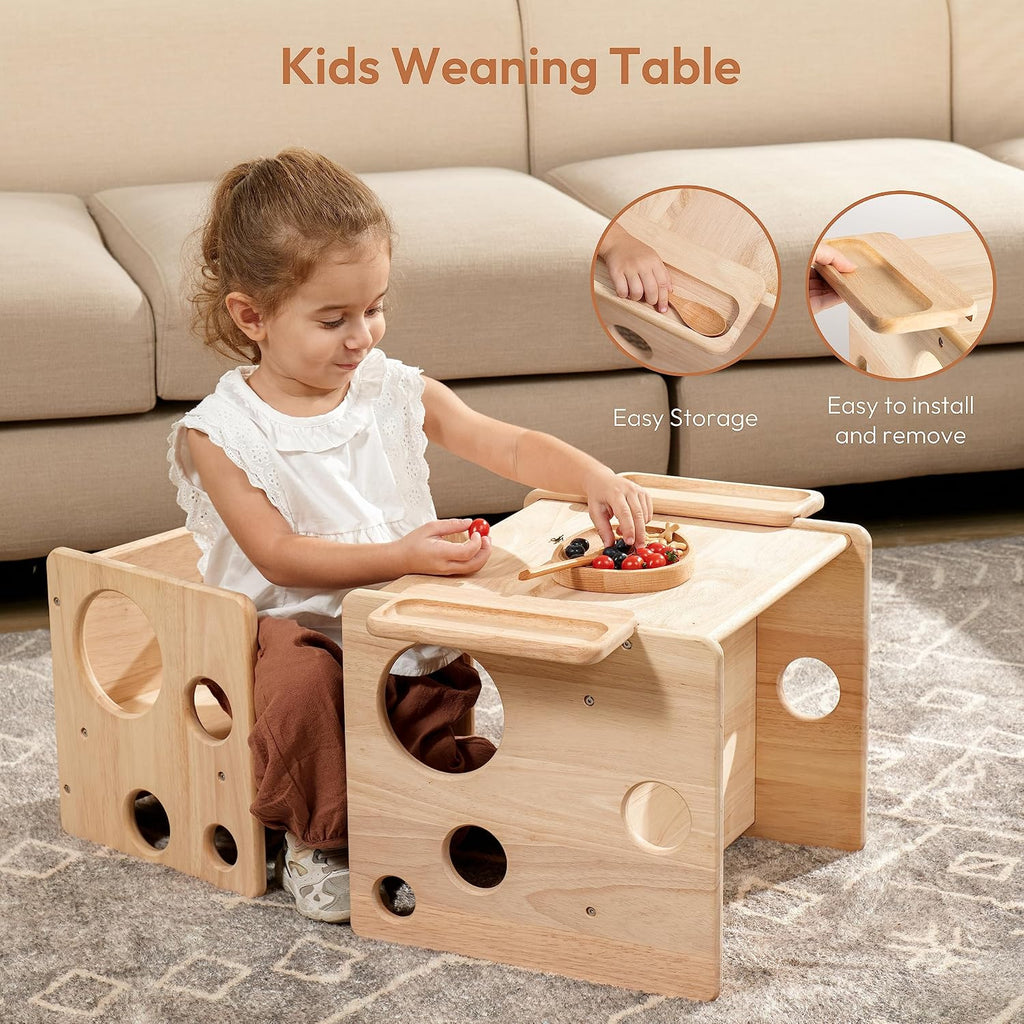 Weaning Table and Chair Set, Adjustable Toddler Furniture to 1-3