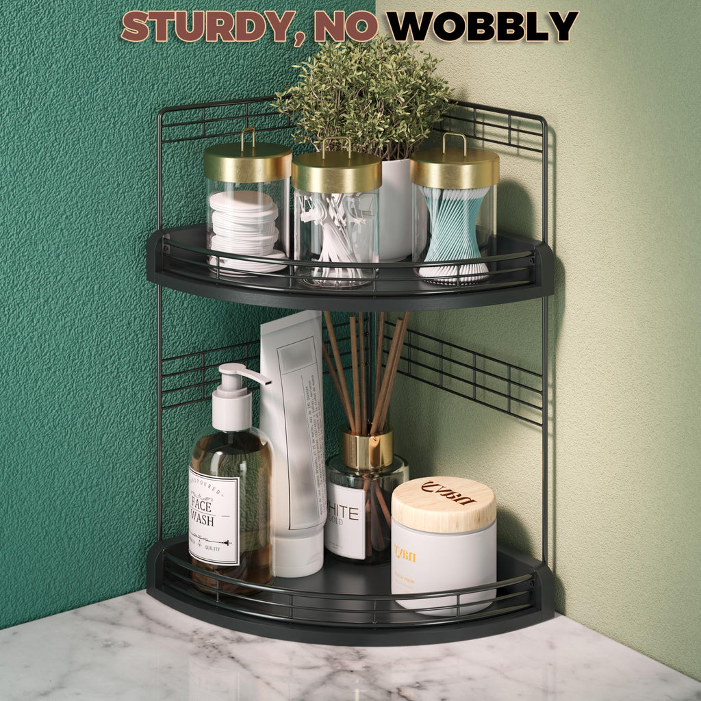 Bathroom Countertop Corner Organizer for Small Spaces, 2-Tier Counter Shelf