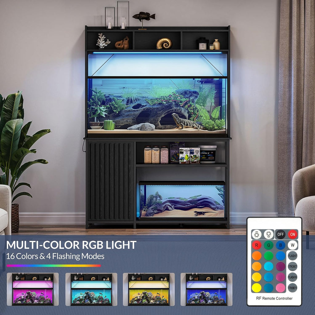 52 in Aquarium Stand - Black Ebony