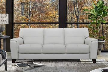 Bergen 87" Dove Gray Genuine Leather Square Arm Sofa