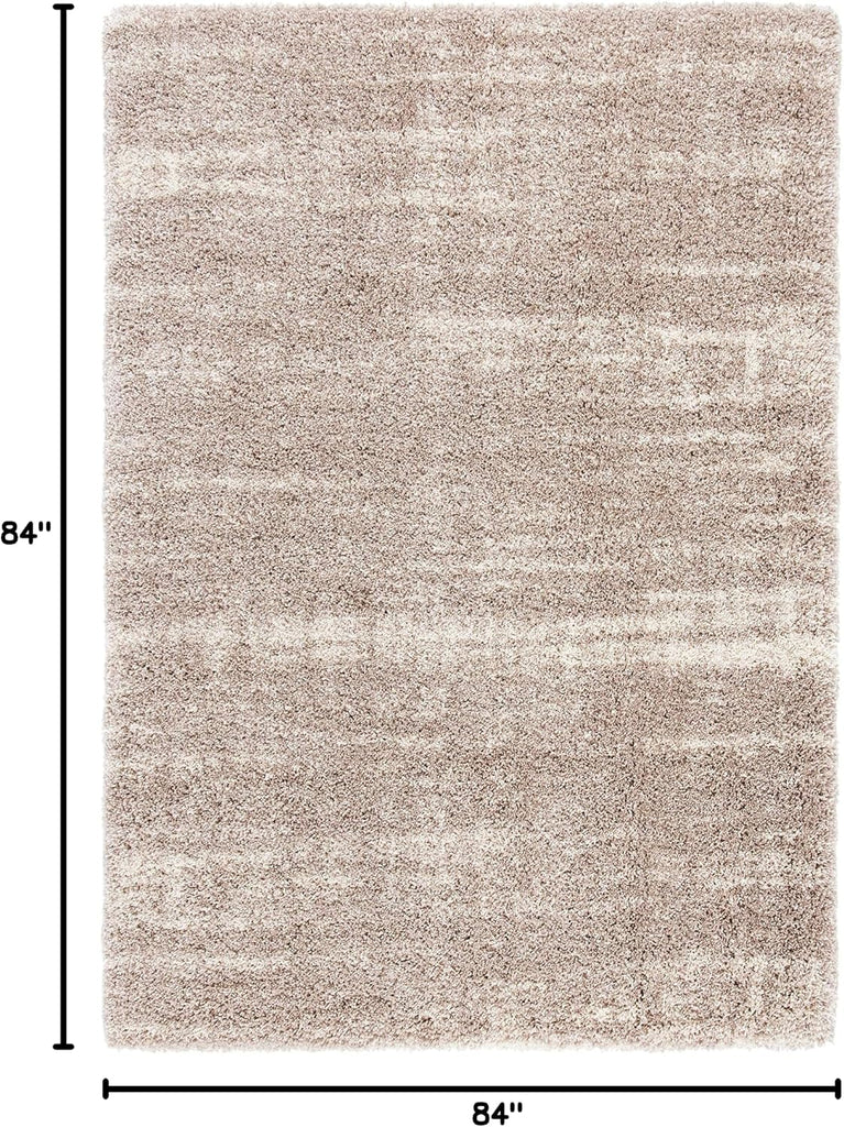 Hudson Shag Square Rug 7', Plush Ivory & Beige SGH204A