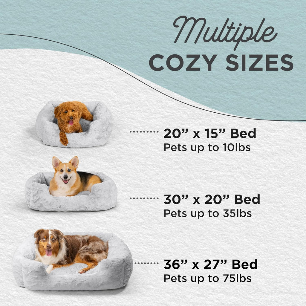 Lounge Dog Bed, Lux Faux Fur, Gray