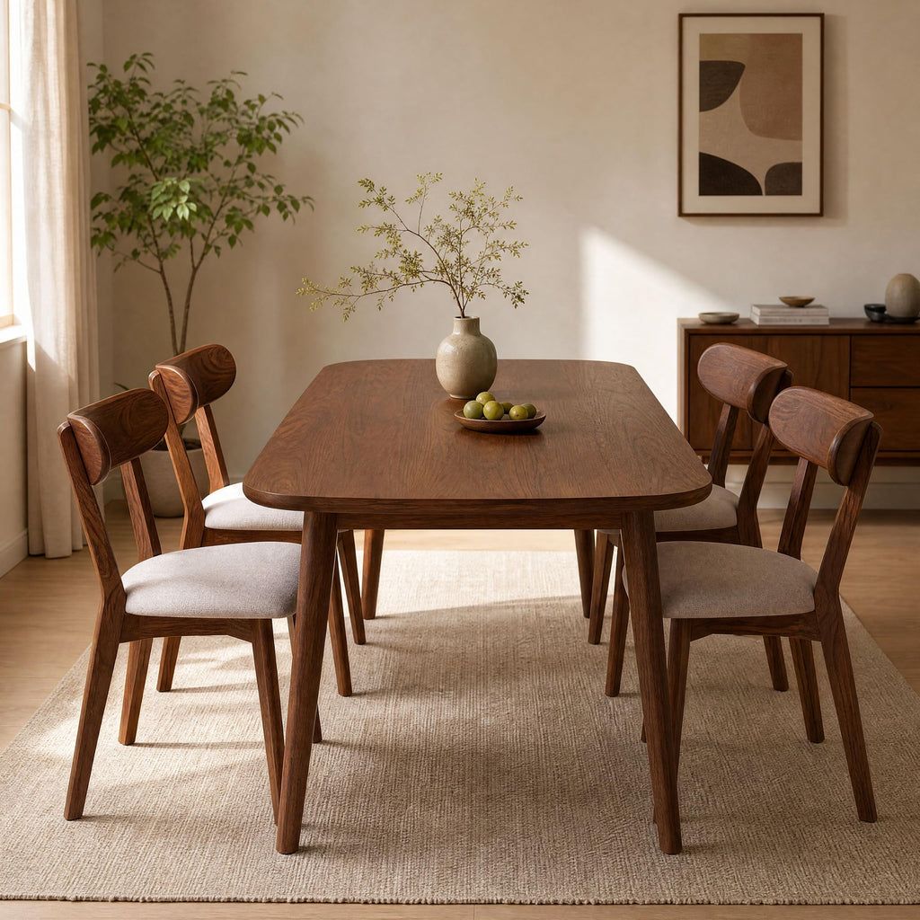 Walnut Dining Chairs Set of 6 - Commercial Grade 400 lbs Capacity