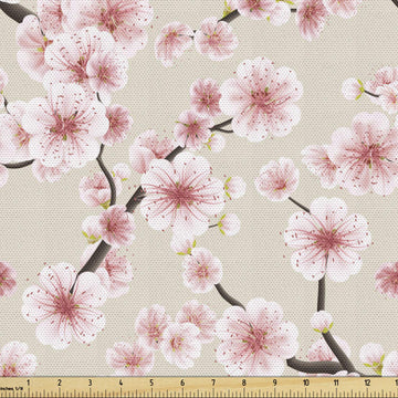 East Fabric by The Yard, Japanese Flowering Cherry Blossom Symbolic Coming of Spring Season Eastern Inspired