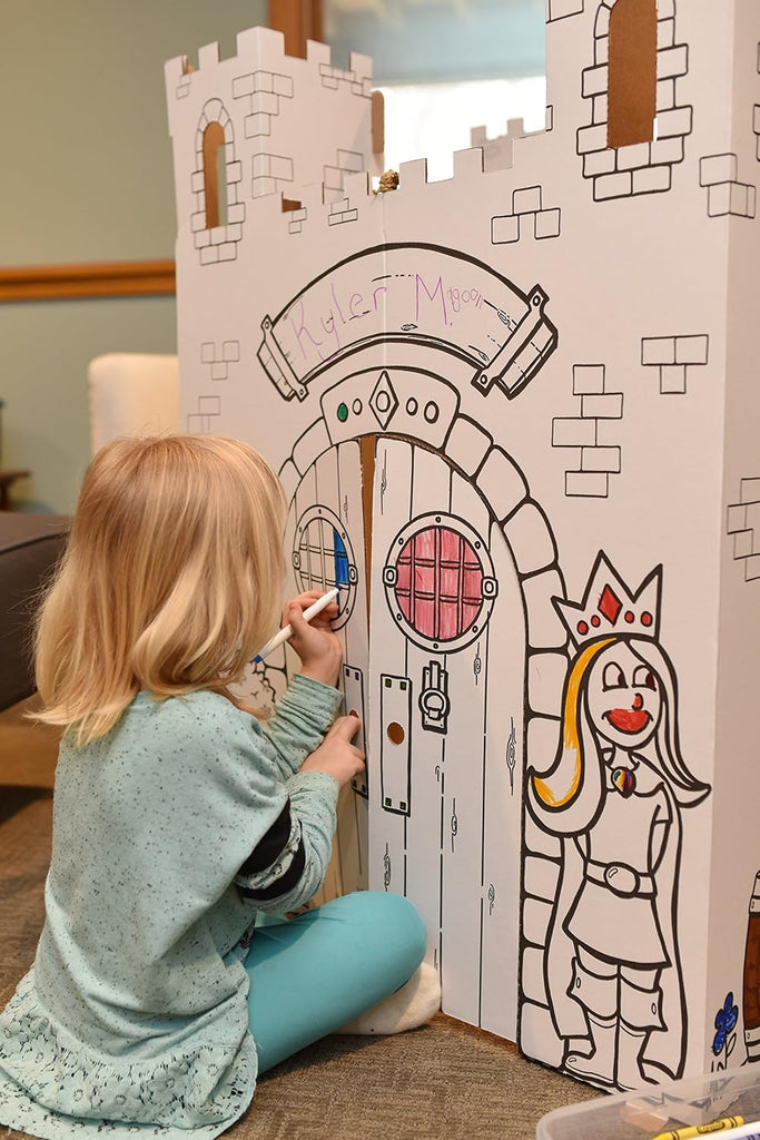 Playhouse Cardboard Fairy Tale Castle - Kids Color & Draw Fort