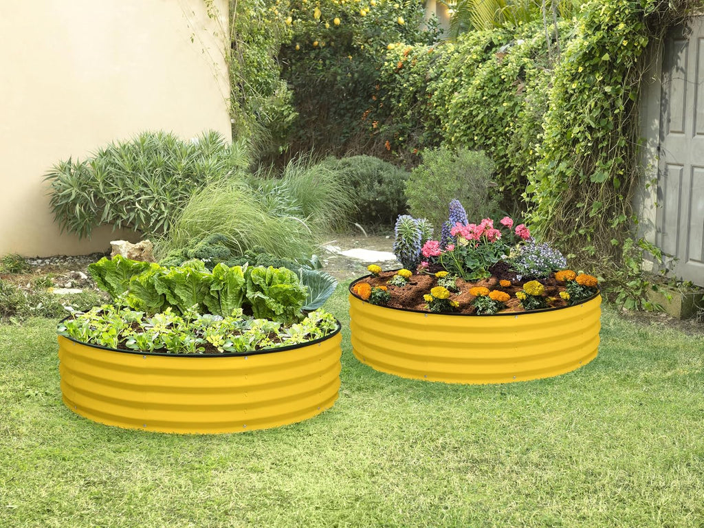 Round Galvanized Raised Garden Bed // 4×4×1 ft (2-Pack) Galvanized Raised Garden Beds Outdoor for Gardening