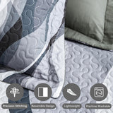 Weesire Classic Line Pattern Bedding Quilt Queen Modern Grey Black and White Stripe Quilt with 2 Shams