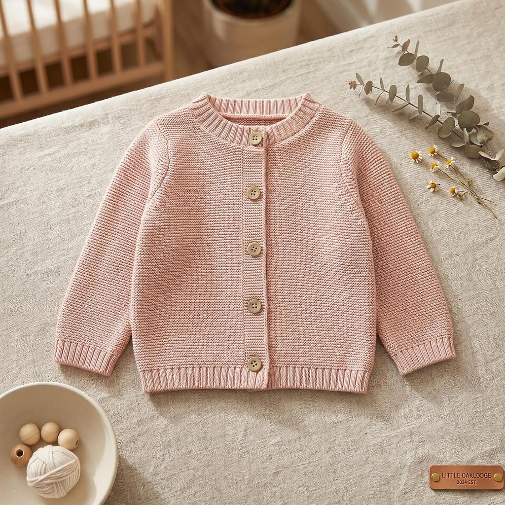 Baby Toddler Cotton Cardigan, Solid Color Sweater, Boys and Girls