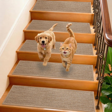 Linen Stair Treads for Wooden Steps Indoor 30x8 Inch, 15 Pcs