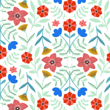 Fabrics, Modern Scandinavian, Small Flowers White Cotton Fabrics, Quilt, Crafts, Sewing, Cut by The Yard, 44 Inches