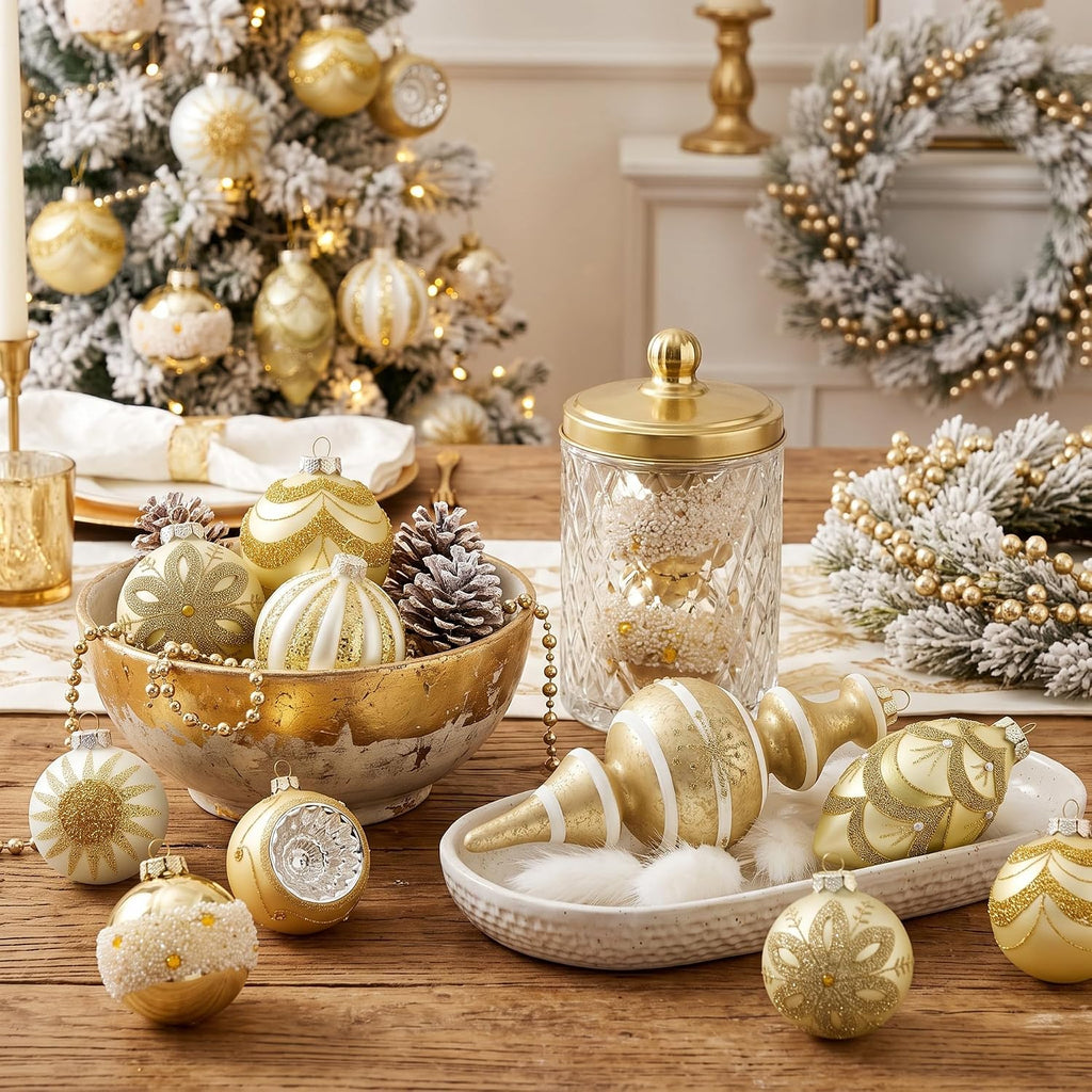 10ct Glass Christmas Ornaments Set Large Tree Decorations