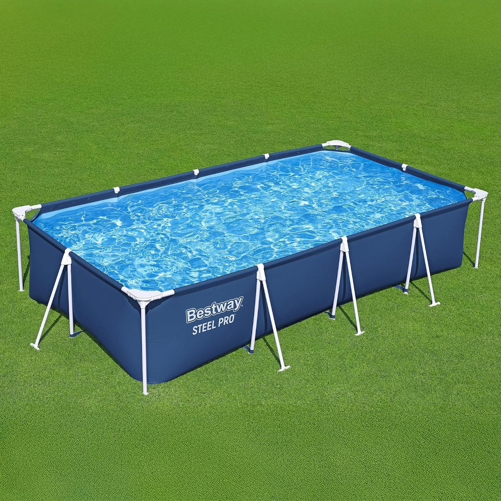 Steel Pro 13 Foot x 32 Inch Rectangular Above Ground Outdoor Pool Steel Framed Vinyl Swimming Pool with 1,506 Gallon