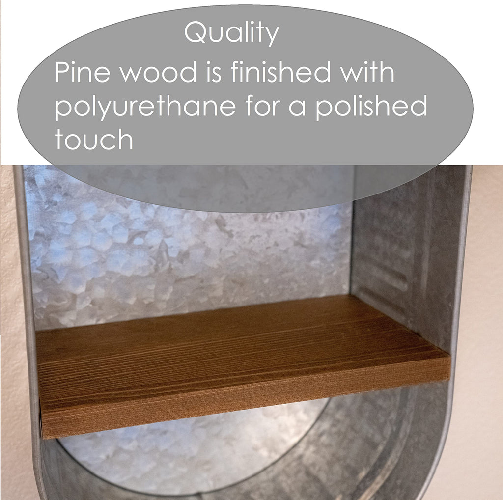 Galvanized Wash Tub with Shelves | Rustic Bathroom Décor | Farmhouse Rustic Bathroom Shelves | Metal Wash Tub Cubby