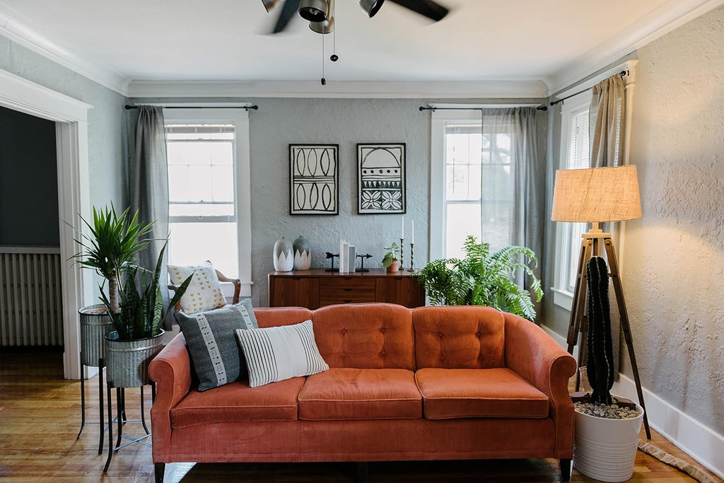 Creative Co-Op Tripod Style Wood Floor Lamp with Drum Shade