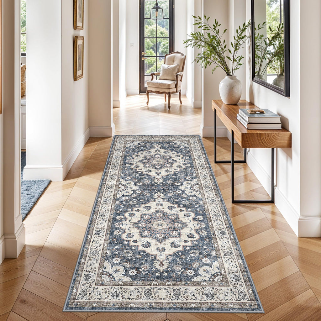 Kitchen Washable 3x6 Runner Rug: Non-Slip Stain Resistant Wide Carpet Light Weight Thin Rugs Entryway Bathroom