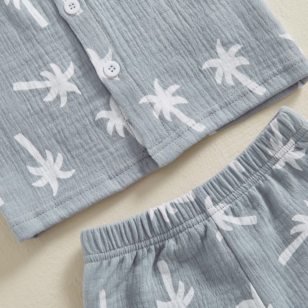 Boys Clothes Set Toddler Infant Boys Button-down Shirt Tops + Cotton Gauze Shorts Summer Outfit 2PCS