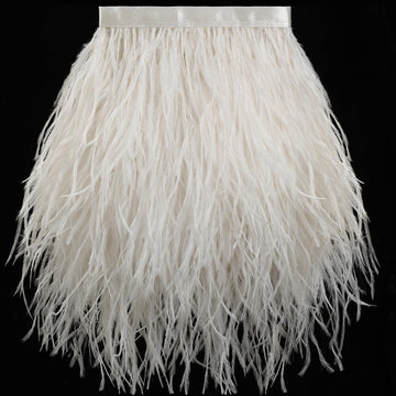 5-7inch Off-White Ostrich Feather Trim for DIY Sewing,2Yards