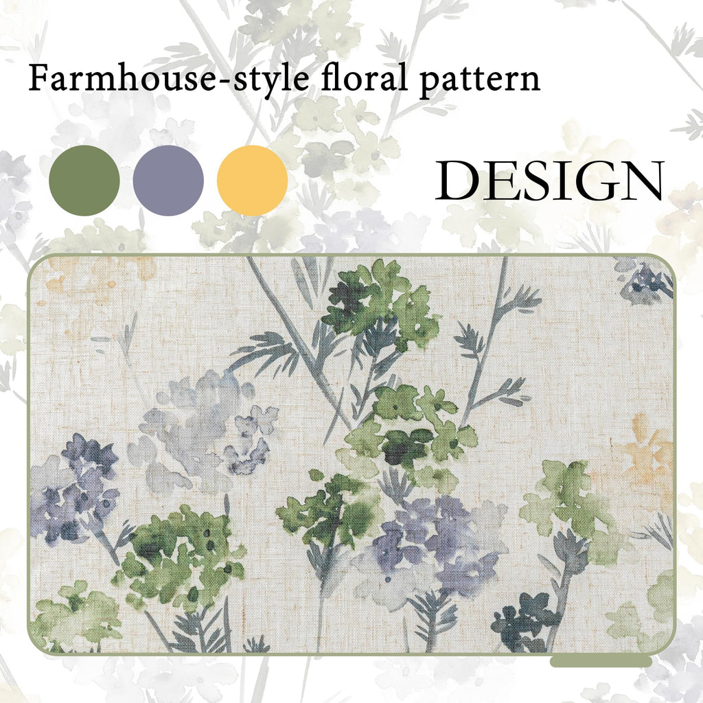 Floral Linen Kitchen Tier Cafe Curtains 24 Inch Length 2 Panels Farmhouse Semi Sheer Privacy Small Window Treatments