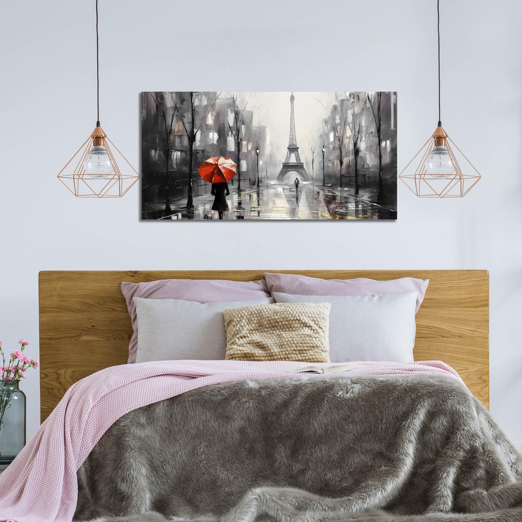Paris Wall for Lving Room, Eiffel Tower Canvas Wall Decor, Black and White Picture Print Artwork, Size 20x40 Inches