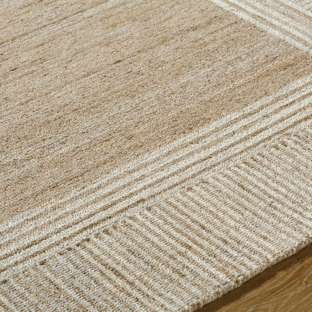 Vlora Wool Living Room, Bedroom Area Rug - Border Striped Plain - Traditional Transitional Modern Minimalist