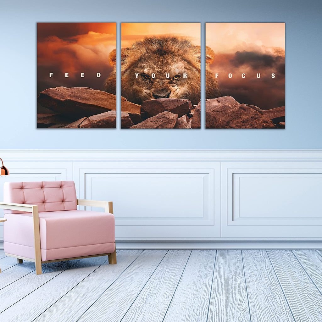 Motivational Wall Art Inspirational Wall Art 3 Pieces Canvas Poster Wall Painting Lion Artwork Bedroom Home Decor