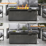 51 Inch Outdoor Fire Pit Table, 50,000BTU Rectangle Propane Fire Pit with Sliding Tank Holder, Glass Wind Guard, Removable Lid, CSA Certified, Gray - Image 6