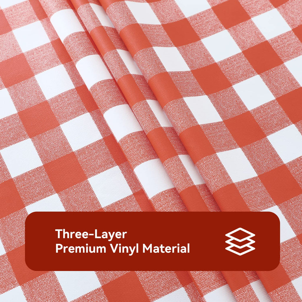 Gingham Vinyl Tablecloth, Rectangle 54 x 78, Red and White