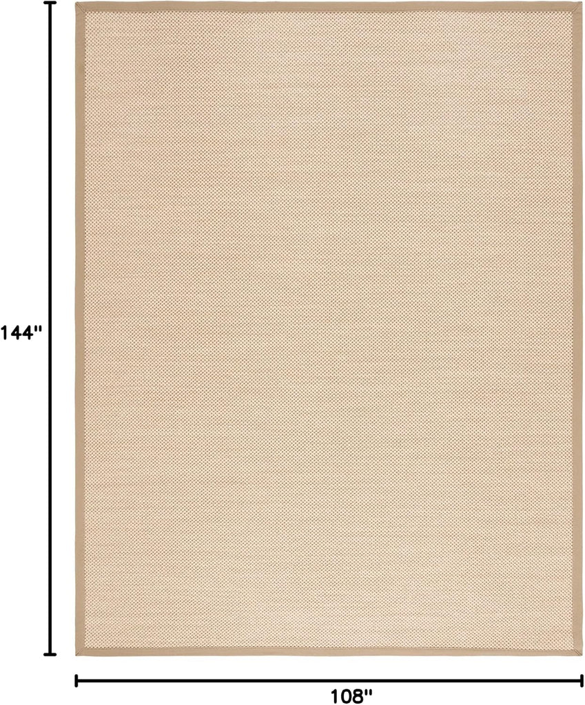 Area Rug 9x12 - Natural Fiber - Large - Maize & Linen Color, Sisal, Woven Design with Border