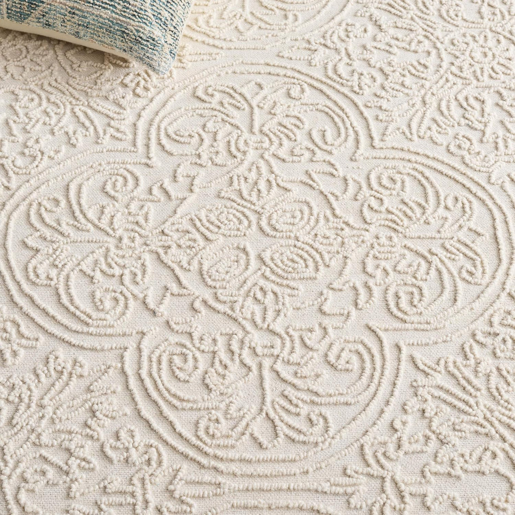 Trace Area Rug - 9' x 12', Ivory, Handmade Wool