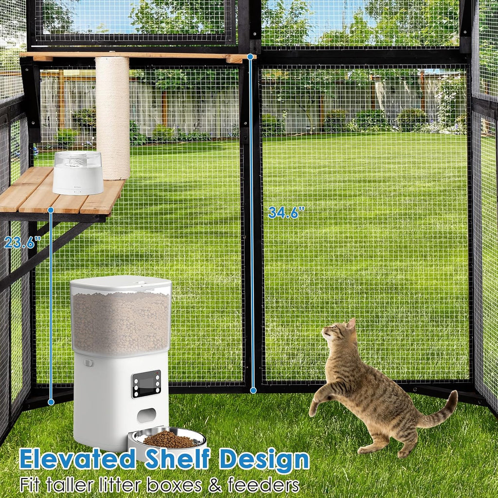 Indoor & Outdoor Cat Enclosure, 4-Level Walk-in Catio with Window Access