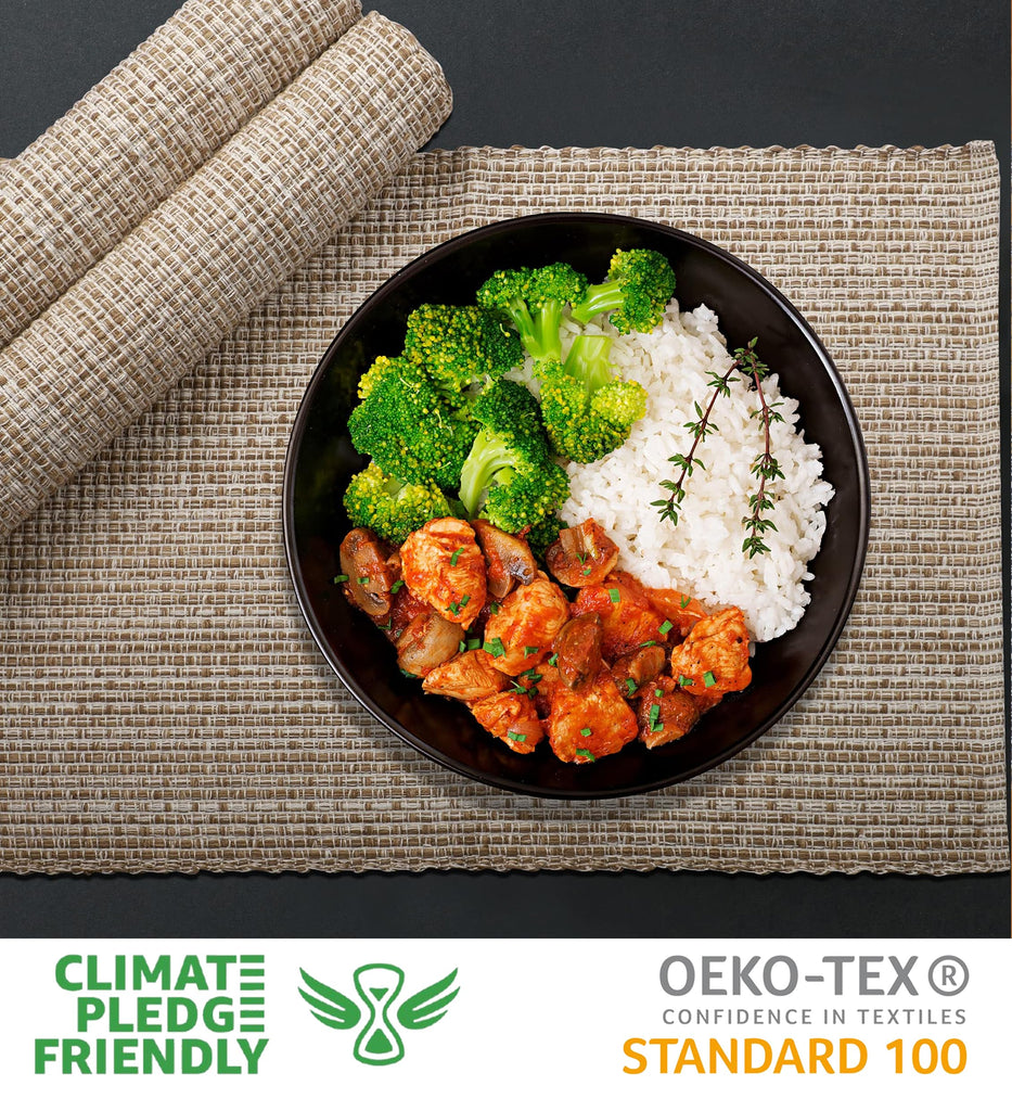 Two Tone Placemat Cotton Tablemat 14x20 (Set of 6) Eggshell