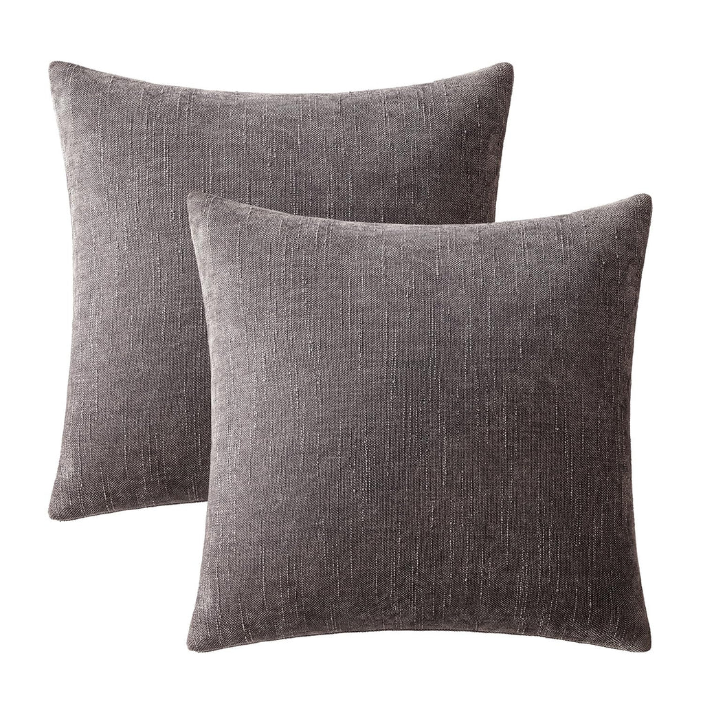 Textured Chenille Throw Pillow Covers 18x18 Inch Charcoal Gray