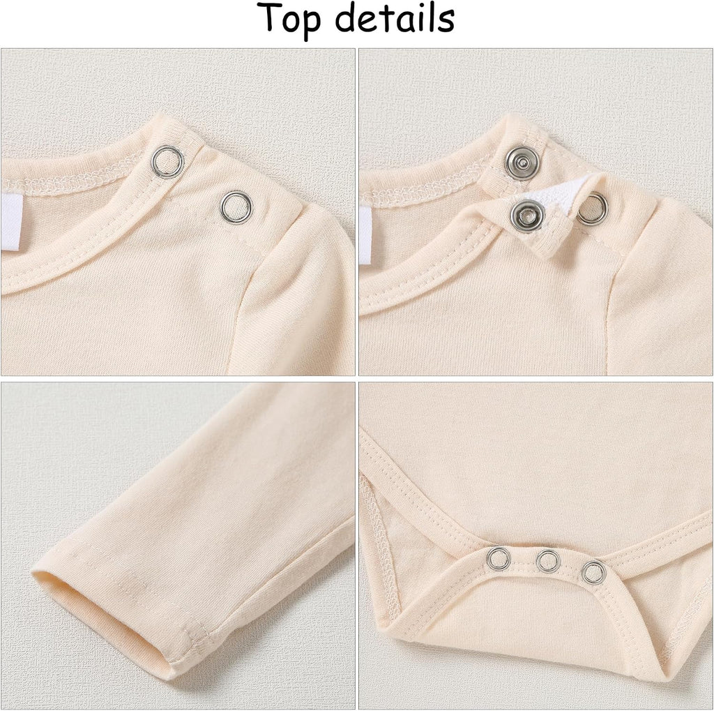 Newborn Baby Boy Clothes Infant Boy Romper Fall Winter Outfits Bodysuit 2Pcs Striped Long Sleeve Top Overalls