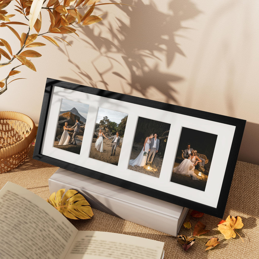 8x20 Collage Picture Frame, Displays 4Pcs 4x6 Pictures with Mat or 1Pcs 8x20 without Mat, Picture Frames Collage Wall